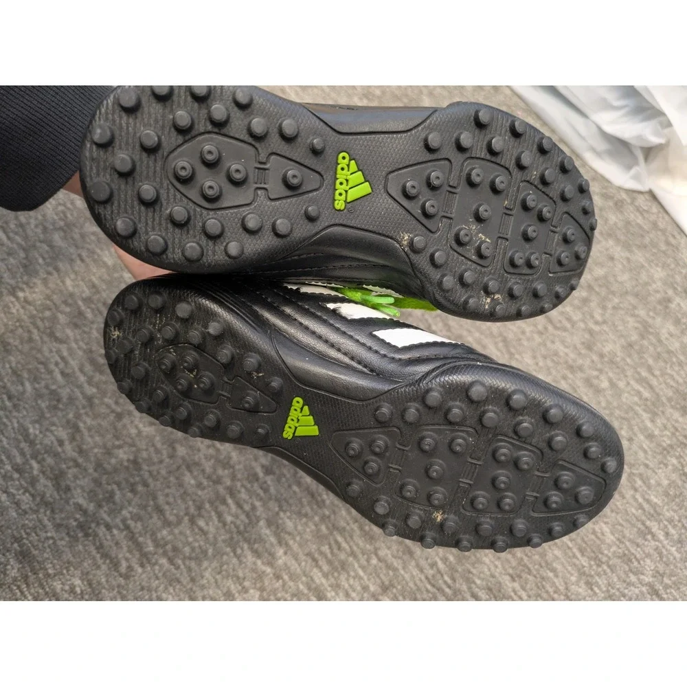 Adidas Kids‎ Size 12K Soccer Cleats Black White Neon Green
